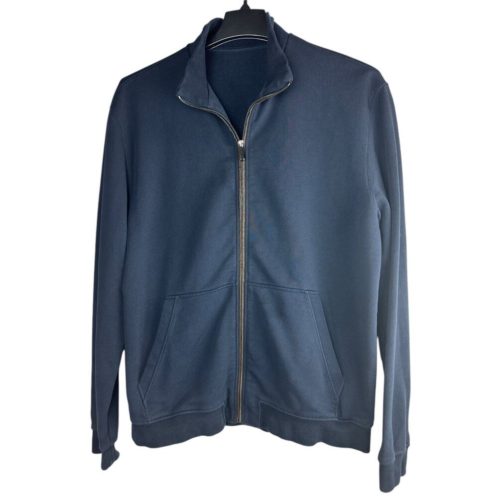Ermenegildo Zegna Full Zip Up Suede Trim Sweatshirt Navy Sweater Jacket Men's XL - Picture 3 of 16